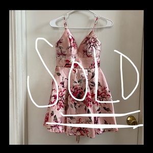 Pink Floral V-Neck Tie Back Dress